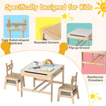 Costzon Kids Table and Chairs, 3 in 1 Wooden Activity Toddler Desk w/Reversible Whiteboard & Chalkboard, Hidden Space and Drawers for Arts, Crafts, Play, Toddler Table and Chair Set (Gray,Giraffe)