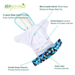 Wegreeco Cloth Diapers 6 Pack with Inserts & Wet Bag, Washable Reusable Diapers for Babies, One Size Adjustable (Abstract Geometrical)