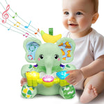 Baby Bilingual Musical Elephant Stuffed Animals Toys,Infant Early Learning Toy with Light-Up Music & Crinkle,Tummy Time Toys for 0 3 6 9 12+ Months for Baby Boy Girl Gift,Pink