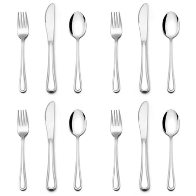 E-far 12-Piece Kids Silverware, Stainless Steel Toddler Kids Utensils Safe for Preschooler/Children, Includes 4 Forks 4 Spoons 4 Knife, Slimline Adult Look & Small Size, Rust Free & Dishwasher Safe