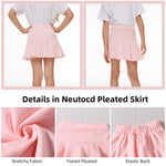 Neutocd Toddler Little Girls Skirts Skorts Elastic Flared Plain Pleated Tennis Skater Skirts for Girls Kids Built in Shorts Pink/Blue