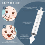Bluet B - Baby Nasal Syringe (2-Pack) - Safe Silicone Nasal Aspirator for Newborn - Infant Mucus Removal - 10ml Nose Cleaner Syringe for Baby - Toddler Congestion Relief - Reusable Tips - White
