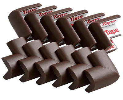 12 Pack Soft Corner Protector Baby Proofing Edge & Corner Guards, Furniture Safety Bumper for Table, Fireplace, Stair, Cabinet, (Brown)