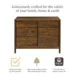 Babyletto Bondi 6-Drawer Assembled Dresser in Natural Walnut with Vegan Leather Drawer Pulls, Greenguard Gold Certified