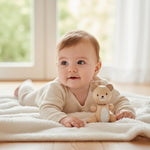 PlanToys® Little Bear Wooden Baby Rattle & Grasping Toy | Montessori Sensory Development for Coordination, Focus & Auditory Learning | Eco-Friendly Infant Educational Toy