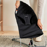 BabyBjörn Bouncer Bliss, Black, Woven, Classic Quilt | 2-in-1 Adjustable Baby Bouncer Seat and Toddler Chair, Newborn to Toddler (8-29 lbs), 4 Positions, Lightweight & Portable