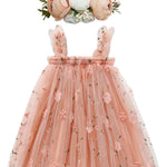 BGFKS Layered Tulle Tutu Dress for Toddler Girls,Baby Girl Rainbow Tutu Princess Skirt Set with Flower Headband.(Flower Orange Pink,18 Months)