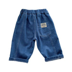 Moonker Toddler Baby Boys Baggy Jeans Loose Wide Leg Straight Elastic Waist Casual Denim Pants Summer Barrel Boy Clothes Infant Newborn Capris Vintage Y2K Joggers Retro Bottom Blue 3-6 Months