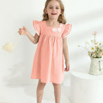 Kucnuzki Baby Girl Clothes 3 6 Month Girl Clothes Summer Pink Baby Dress Ruffle Fly Sleeve Square Neck A Line Casual Sundress Infant Dress Cute Outfit with Hat