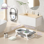 Kerbwry Collapsible Baby Bathtub for Newborn to Toddler (0-18 Months) - Foldable Baby Bath Tub with Soft Towel, Newborn& Infant Bathtub for Travel and Outdoor, Grey