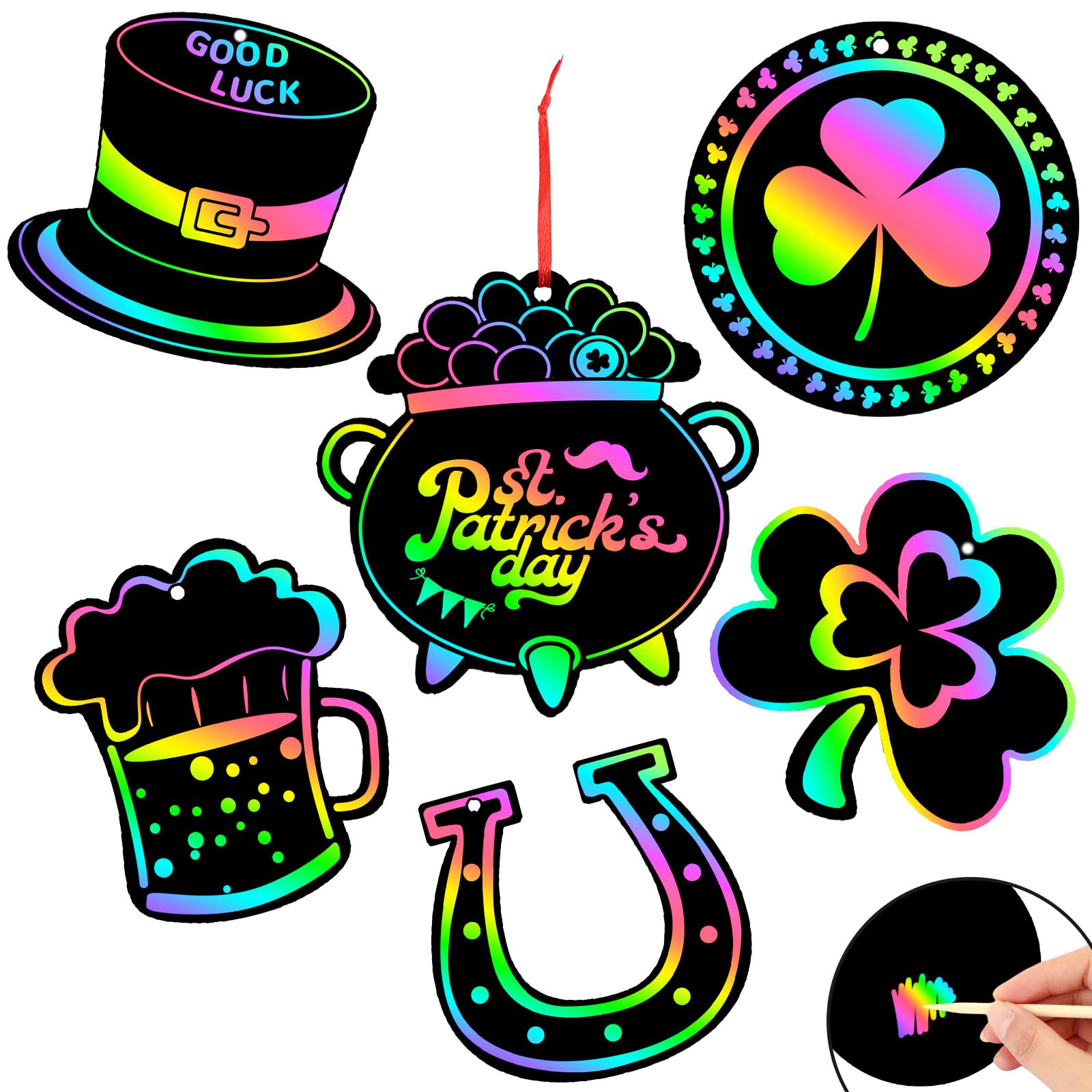 JULMELON 36 PCS Summer Crafts, Rainbow Scratch Art Summer Gifts Magic Color Ice Cream Scratch Cards DIY Sweet Candy Ornament for Party Favors School Activities
