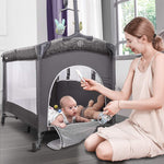 ADOVEL Baby Bassinet Bedside Crib, Pack and Play with Mattress, Diaper Changer and Playards from Newborn to Toddles, Grey
