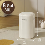 MRBIN Metal Motion Sensor Adsorption Diaper Pail Refills with Lid, 8gal / 30L Covered Touchless Square Baby Adult Trash Can, Pet Litter Garbage Bucket for Nursery Bedside, Bathroom, Toilet, White