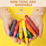 Lebze Jumbo Crayons for Toddlers, 16 Colors Non Toxic Crayons, Easy to Hold Large Crayon for Kids, Safe for Babies and Children Flower Monaco
