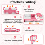 Collapsible Baby Bathtub for Newborn, Foldable Baby Bath Tub with Thermometer & Soft Floating Cushion & Drain Hole, Portable Travel Infant Bath Tubs for Newborns to Toddler 0-36 Months Girl, Pink
