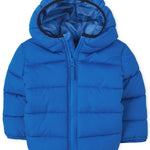 The Children's Place,Medium Weight Puffer Jacket, Wind-Resistant, Water-Resistant, Big Kid, Toddler, Baby,Blue,Toddler & Baby,18-24 Monts