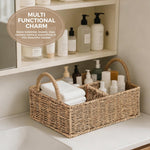 Klippehop Diaper Caddy Organizer, Hand Rattan Nursery Baby Basket Changing Table Organizer for Baby Essentials, Baby Shower Gifts, Versatile Shelf Basket Bathroom/Kitchen Organizer (Natural Deep, L)