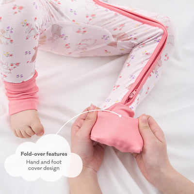 pureborn Baby Girls Sleeper Viscose from Bamboo Pajamas 2-Way Zipper Snug Fit Sleepwear Rabbit Floral 0-3 Months