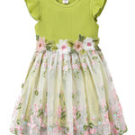 PATPAT Girl's Tulle Dress Tutu Party Birthday Poster Formal Fancy Flower Princess Dresses Green 6-7 Years