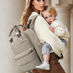MOMINSIDE Diaper Bag Backpack Large Baby Diaper Bag With 15 Pockets,Patchwork Baby Travel Bag Organizer for Mom,4 Insulated Pockets,Changing Pad, Stroller Straps,Brown