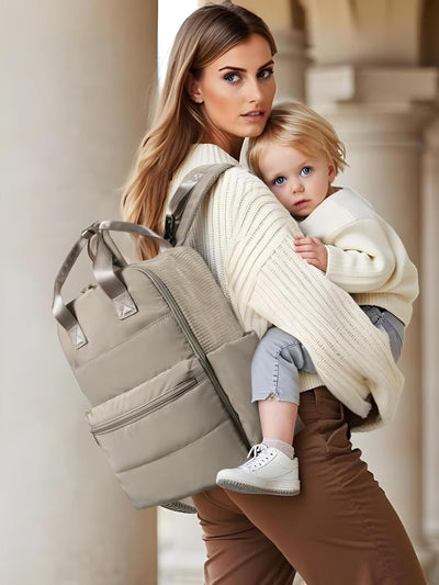MOMINSIDE Diaper Bag Backpack Large Baby Diaper Bag With 15 Pockets,Patchwork Baby Travel Bag Organizer for Mom,4 Insulated Pockets,Changing Pad, Stroller Straps,Brown