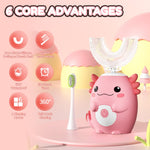Axolotl Kids Electric U Shaped Sonic Toothbrush,59S Timer-Age2-15 Pink