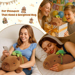 SQEQE Weighted Stuffed Animals Capybara Plush, Weighted Capybara Stuffed Animals with Turtle Backpack, Soft Pillow Toy for Kids Adults, Birthday Present 9.8 Inch, 0.8 Lb