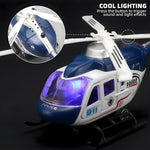 NOVAFUSION Kids Helicopter Toy Diecast Military Helicopters Model Kit,Pull Back Toy Helicopter with Lights and Sound,Toy Airplane with Rotatable Propeller,Helicopters Toys for Boys Age 4-7（Blue）