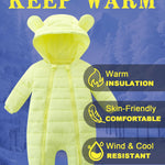 Snowsuit Down Jacket Hooded Romper Jumpsuit Toddler Onesie Winter Outwear for 3-6M Yellow