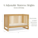 Namesake Nantucket 3-in-1 Convertible Crib with Toddler Bed Conversion Kit in Honey, Greenguard Gold Certified