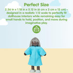 PlanToys® Wooden Grandmother Dollhouse Figure - Dark Skin Tone | Poseable 1:12 Scale Dollhouse People | Montessori Pretend Play Doll with Bendable Arms & Legs | Eco-Friendly Wooden Figurine for Kids