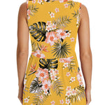 Xpenyo Womens Maternity Tank Top Sleeveless Lace Crochet Trim Peplum Cami Shirts Green Leaves Yellow L
