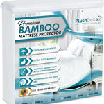 PlushDeluxe Premium Bamboo Mattress Protector – King Size, Waterproof, & Ultra Soft Breathable Noiseless Washable Bed Mattress Cover for Comfort & Protection - White