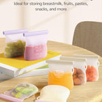 JellyRuru 7 PCS Reusable Breast Milk Storage Bags, 8.5oz 250ml Standard Silicone Breastmilk Freezer Storage Container, Leak-Proof & Self-Standing Milk Bags, Baby Food Bags