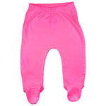 123 Bear Baby Soft Cotton Spandex Pants with Feet (Pink, 0-3 Months)