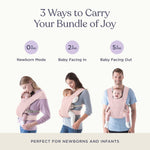 Ergobaby Embrace Baby Carrier Newborn to Toddler - Lightweight Ergonomic Baby Carriers - Cozy Essentials (7-25 Pounds), Ponte Knit, Blush Pink