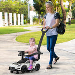 Costzon Push Car for Toddlers, 3 in 1 Licensed Maserati Stroller Sliding Walking Car with Handle, Guardrail, Under Seat Storage, Horn & Music, Foot to Floor Kids Ride On Toys for Boys Girls (White)