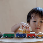 PlanToys® Grey Wagon Wooden Montessori Pull Along Toy | Early Movement, Balance and Practical Life Exploration | Eco Friendly Wagon for Indoor and Outdoor Play