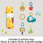 Fisher-Price Baby Playmat 3-in-1 Rainforest Sensory Gym with Music & Lights, Tummy Wedge & 5 Developmental Toys for Newborns 0+ Months