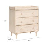 Babyletto Lolly Changing Table Dresser Combo w/Removable Tray - GREENGUARD Gold Certified 3 Drawer Baby Dresser with Changing Table Top - Easy to Assemble Diaper Station for Nursery, Washed Natural