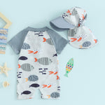 Hnyenmcko Infant Baby Boy Girls Rash Guard Swimsuit Short Sleeve Zipper Bathing Suit Toddler One Piece Swimwear Sunsuit (Fish-Multi Color, 6-12 Months)