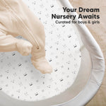 2-Pack Organic Bassinet Sheets for Girls, Boys - 100% Cotton Bassinet Mattress Sheets Compatible with Halo Bassinest Swivel Sleeper, Graco, Baby Delight, Chicco, Unisex Fitted Bassinet Sheets (Nordic)