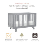Babyletto Hudson 3-in-1 Convertible Baby Crib - GREENGUARD Gold Certified Convertible Crib to Toddler Bed & Daybed - Wooden Baby Bed with 4 Adjustable Mattress Heights - Strong & Easy Assembly - Grey