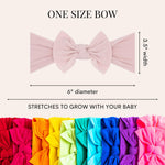 Baby Bling Bows - Newborn to Little Baby Girl Bows, 2 Pack Nylon Super Soft Stretchy Knot Toddler Headbands, Perfect Hair Accessories Head Bands for Infant Kids (Fawn & Oatmeal)