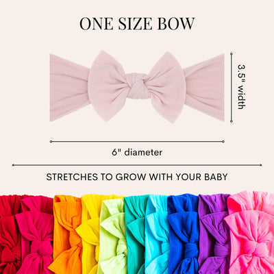 Baby Bling Bows - Newborn to Little Baby Girl Bows, 2 Pack Nylon Super Soft Stretchy Knot Toddler Headbands, Perfect Hair Accessories Head Bands for Infant Kids (Fawn & Oatmeal)
