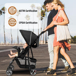 Baby Joy Lightweight Stroller, Compact Toddler Travel Stroller for Airplane, Infant Stroller w/Adjustable Backrest/Footrest/Canopy, 5-Point Harness, Storage Basket, Easy One-Hand Fold, Coffee