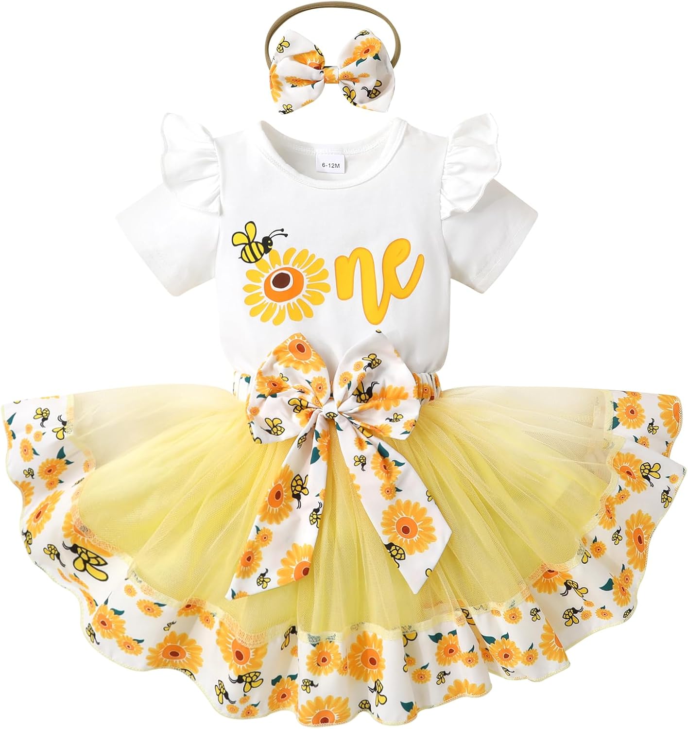 Newborn Baby Girls My 1st Birthday Dress Infant Shiny Printed Sequin Bowknot Tutu Princess Dress