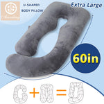 AS AWESLING Shredded Memory Foam Body Pillow, Pregnancy Pillows for Sleeping, Maternity Pillow for Pregnant Women, Memory Foam Filling U Shaped Body Pillow with Velvet Cover