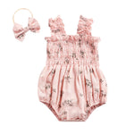 FOMOYUU Infant Newborn Baby Girl Ruffle Sleeveless Romper Summer Clothes Outfit with Cute Floral Print Jumpsuit (Pink-Daisy, 6-12 Months)
