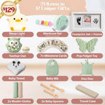 New Baby Gift Basket 21-Piece Set | TOP Newborn Baby Gift Set for Boy & Girl | Gender Reveal Gifts & New Mom Gifts Bundle | Essential Newborn Toys & Accessories Included in Elegant Keepsake Magnet Box